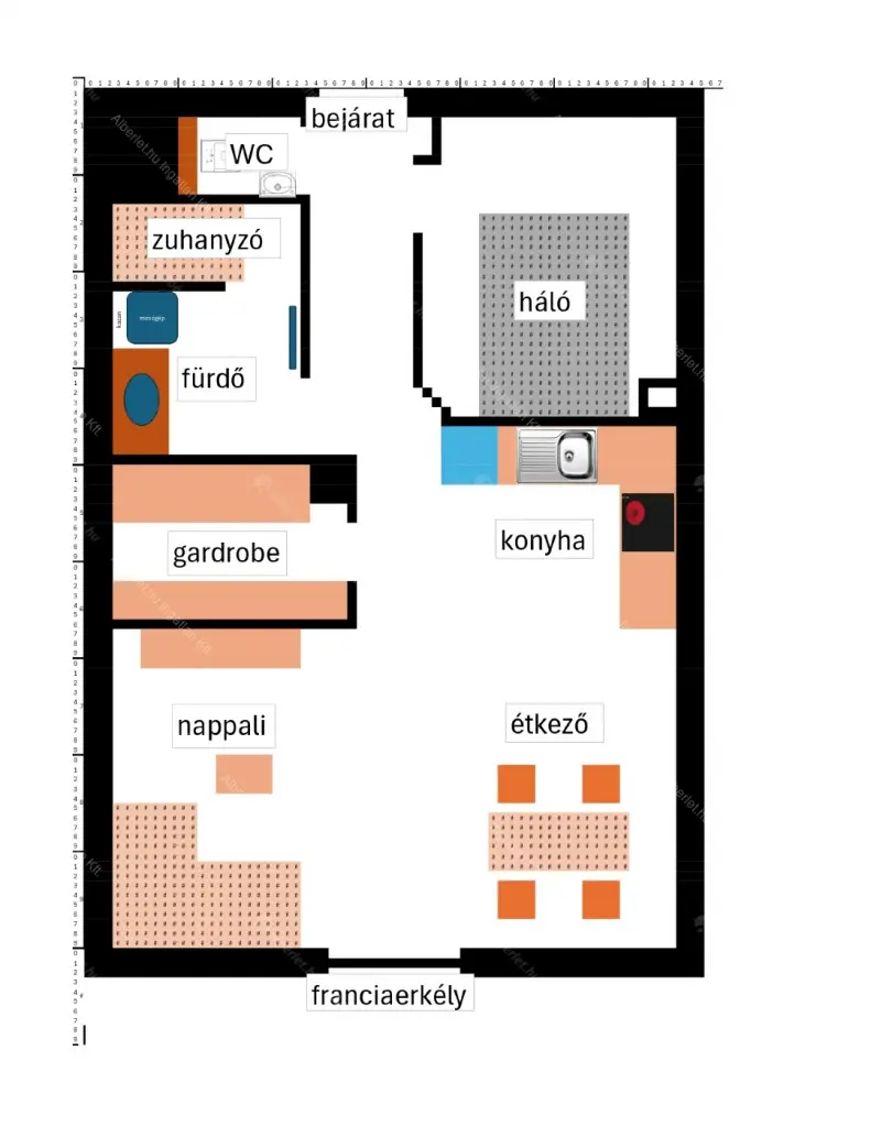 Kiadó albérlet 360000 Ft/hó áron: Budapest, II. kerület  Cimbalom utca. Mérete: 49 nm, 1 szobás | Alberlet.hu - 6682491