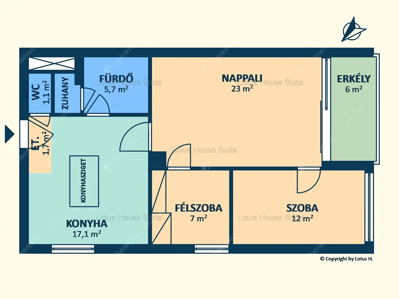 Kiadó albérlet 349000 Ft/hó áron: Budapest, II. kerület  Endrődi Sándor utca. Mérete: 71 nm, 3 szobás | Alberlet.hu - 6557598
