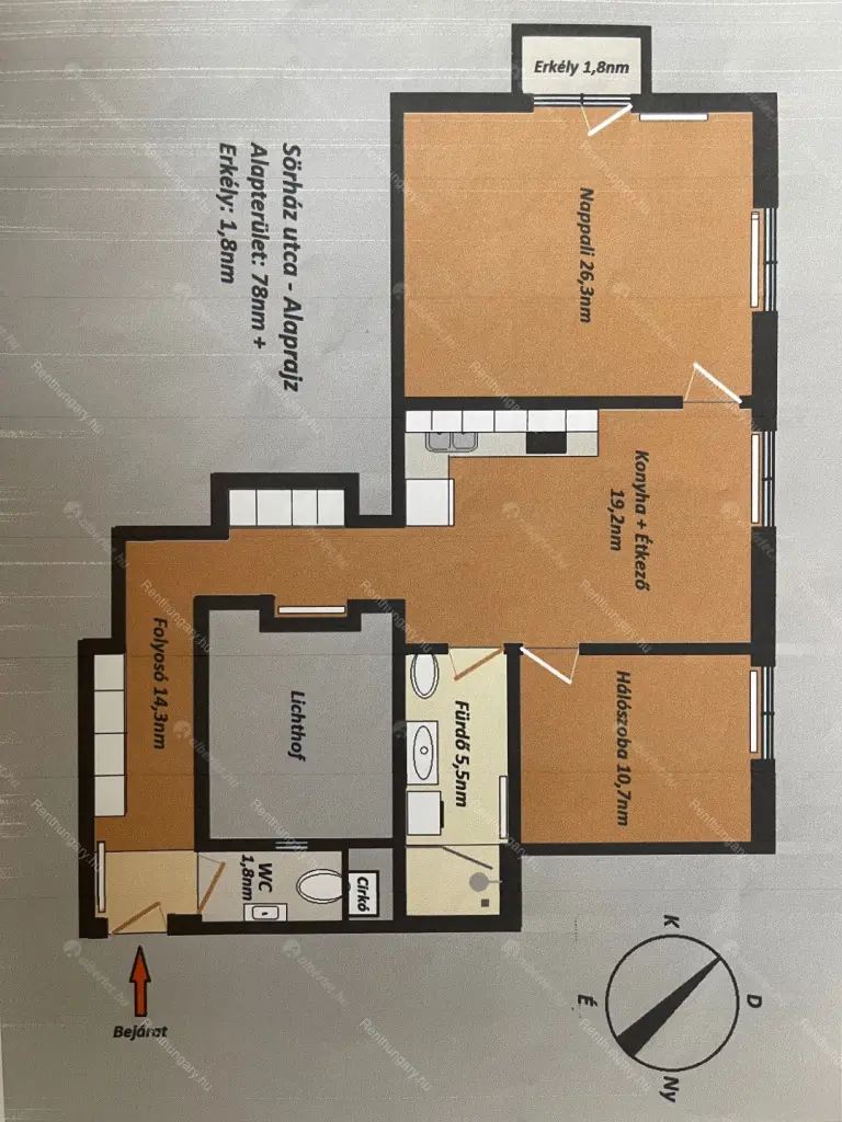 Kiadó albérlet 303000 Ft/hó áron: Budapest, V. kerület  Sörház utca. Mérete: 78 nm, 2 szobás | Alberlet.hu - 6693667