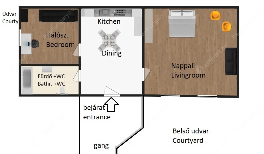 Kiadó albérlet 260000 Ft/hó áron: Budapest, VI. kerület  Bajnok utca. Mérete: 43 nm, 1 szobás | Alberlet.hu - 5751244