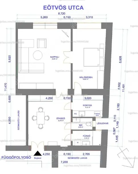 Kiadó albérlet 300000 Ft/hó áron: Budapest, VI. kerület  Eötvös utca. Mérete: 83 nm, 3 szobás | Alberlet.hu - 6632388