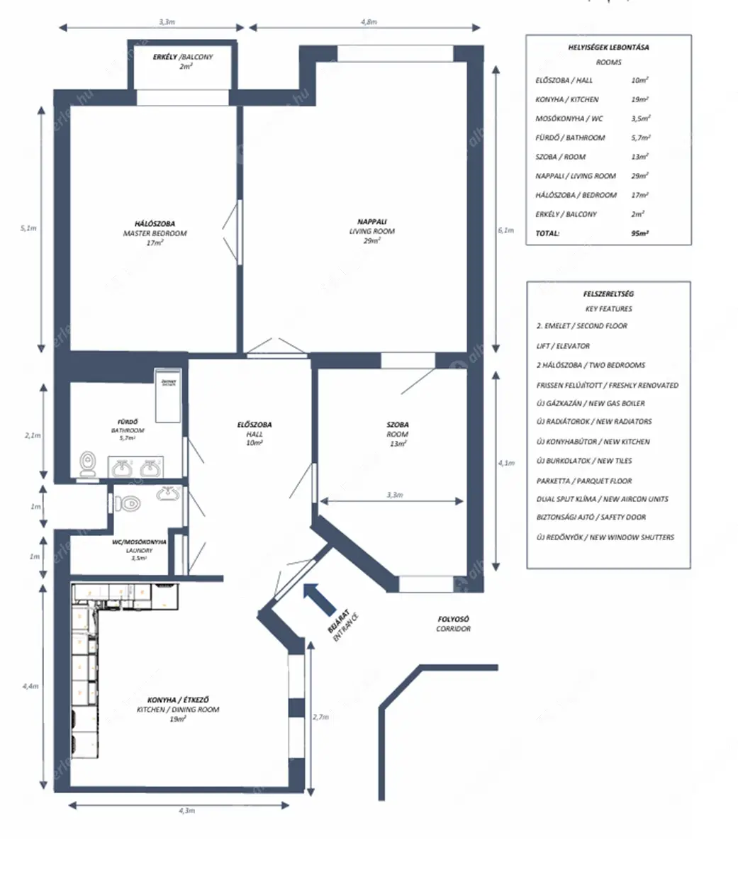 Kiadó albérlet 799000 Ft/hó áron: Budapest, VI. kerület  Ó utca. Mérete: 98 nm, 3 szobás | Alberlet.hu - 6602187