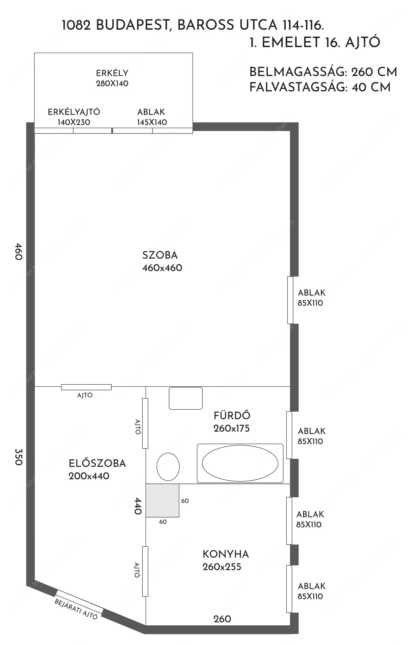 Kiadó albérlet 230000 Ft/hó áron: Budapest, VIII. kerület  Baross utca. Mérete: 41 nm, 1 szobás | Alberlet.hu - 6635109