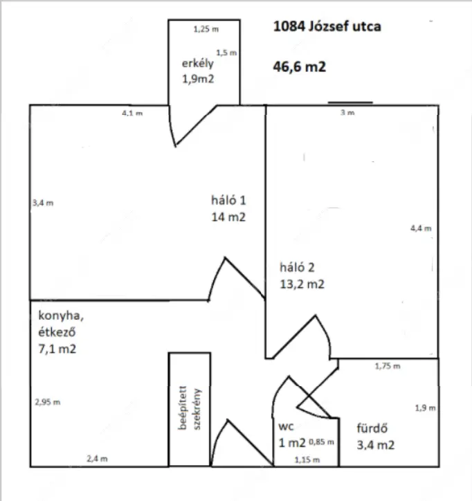 Kiadó albérlet 275000 Ft/hó áron: Budapest, VIII. kerület  József utca. Mérete: 47 nm, 2 szobás | Alberlet.hu - 6581634