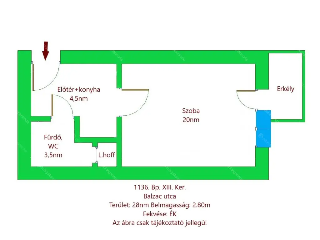 Kiadó albérlet 190000 Ft/hó áron: Budapest, XIII. kerület  Balzac utca. Mérete: 28 nm, 1 szobás | Alberlet.hu - 6697402