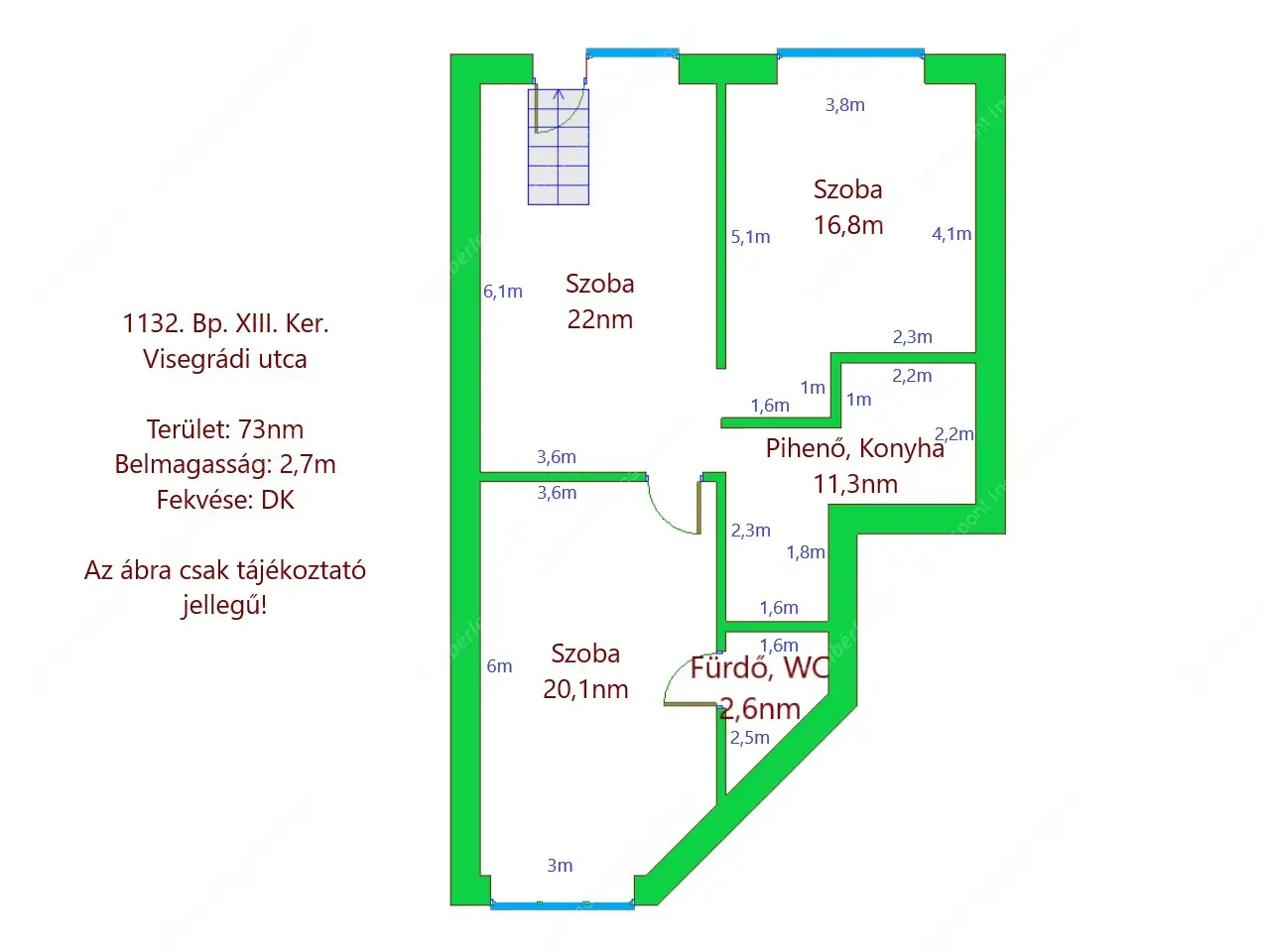 Kiadó albérlet 400000 Ft/hó áron: Budapest, XIII. kerület  Visegrádi utca. Mérete: 75 nm, 3 szobás | Alberlet.hu - 6544162